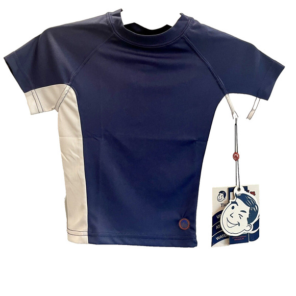 Boys Jr Swim Tee Size 2T ~ Navy Blue and White UPF 50+ ✨NEW✨ Water Resistant - Picture 1 of 8